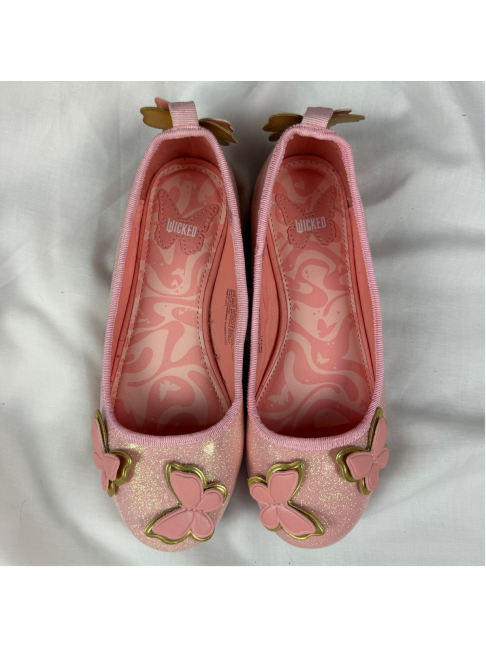 Wicked Ground Up Girls Size 2 Pink Glitter Glinda Butterfly Ballet Flats Target